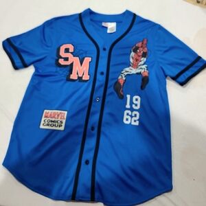 Marvel Blue Spider-Man Button Down Kids Shirt